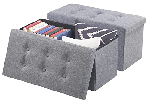 infactory Sitztruhe Kinder: 2er-Set Faltbare 2in1-Sitzbänke und -truhen, 80 l, bis 300 kg, grau (Sitz-Aufbewahrungsbox mit Stauraum, Sitz-Truhe mit Stauraum) von infactory