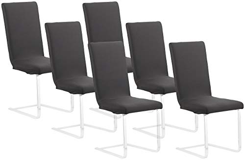 infactory Stuhlbezug: 6er-Set Stretch-Stuhlhusse mit Lehne, Oeko-TEX® Standard 100, schwarz (Stuhlbezug Stretch, Stuhlüberzug, Stuhlhussen nur) von infactory