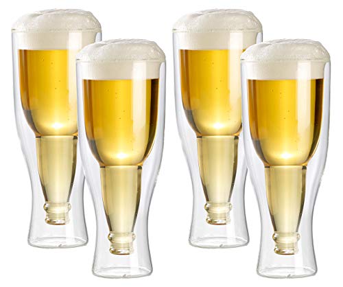 infactory Thermo Bierglas: Doppelwandiges Bierglas 0,33 l im 4er-Set (Geschenk, Doppel, Biergläser 0 33) von infactory