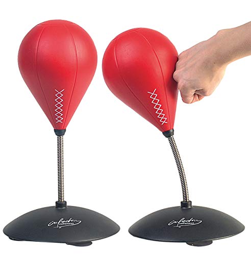 infactory Tischboxsack: 2er-Set Tisch-Punching-Bälle mit Sound (Boxsack für Tisch, Soft-Boxsack, Schreibtisch) von infactory