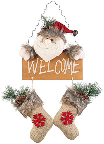 infactory Türdeko Weihnachten: Weihnachtsmann-Tür-Dekoration mit Welcome-Schriftzug, zum Aufhängen (Dekofiguren Weihnachten, Weihnachtsmann Türdeko, Weihnacht) von infactory