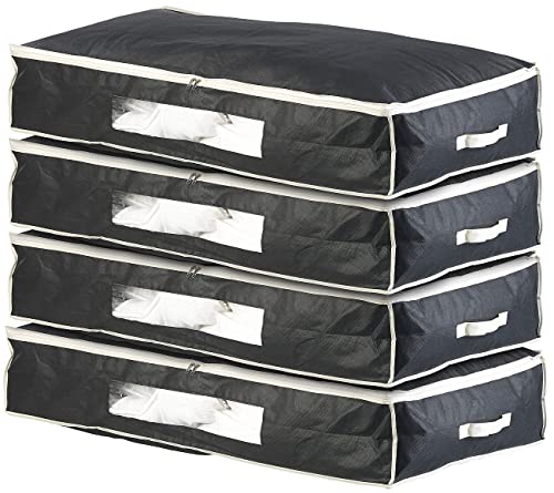 infactory Allzweckboxen: 4er-Set Unterbettkommoden mit Sichtfenster & Handgriffen, 100x48x18 cm (Kleiderbox, Unterbett-Aufbewahrungstaschen, Kleiderschrank) von infactory