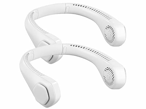 infactory Ventilator Umhängen: 2er-Set Mobile Akku-Doppelventilatoren zum Umhängen, 2.400 mAh (Ventilator Nacken, mobil, Tischventilator) von infactory