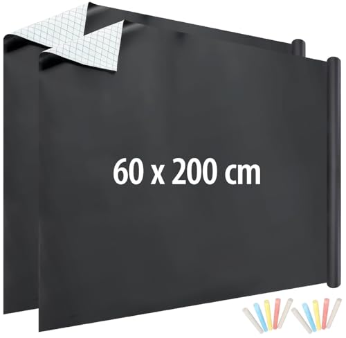 infactory Wandtafelfolien: 2er-Set Selbstklebende Tafelfolien, abwischbar,mit Kreide, 90 x 200 cm (Tafelfolie für Glasflächen, Chalk Board) von infactory