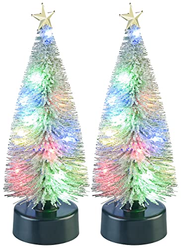 infactory Weihnachtsbaum Leuchtend: 2er-Set Bunte LED-Weihnachtsbäume mit USB-Betrieb, 25 cm hoch (Mini Weihnachtsbaum USB, LED Weihnachtsbaum klein, Baum) von infactory