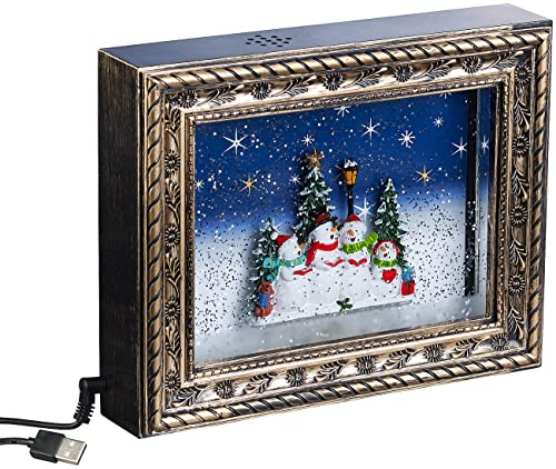 infactory Weihnachtsbild: Weihnachts-Bilderrahmen Schneemannfamilie, LEDs, Schneewirbel, Musik (Weihnachtsbilderrahmen, Dekoration für Weihnachten, Weihnachtsbeleuchtung) von infactory