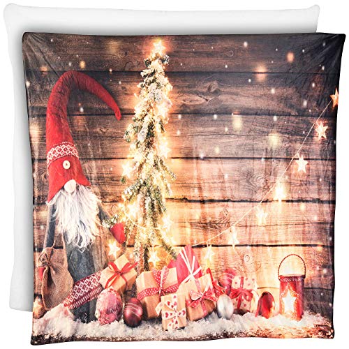 infactory Weihnachtsdecken: Kuscheldecke mit Weihnachtsmotiv und 10 warmweißen LEDs, 150 x 140 cm (Weihnachtsdecke kuschelig, Decke mit Weihnachtsmotiven, Fleecedecke Weihnachten) von infactory