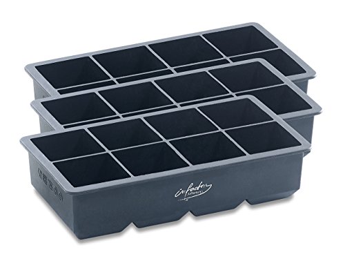 infactory Eiswürfelform groß: XXXL-Eiswürfelform für 8 Eiswürfel, 5x5x5cm, 3er-Set je 1 Liter (Eiswürfel groß, Silikonform, Eiswürfelmaschine) von infactory