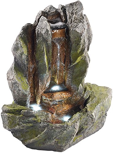 infactory Brunnen: Beleuchteter Zimmerbrunnen Felsspalte mit LED und Pumpe (Zimmerbrunnen mit Beleuchtung, Zimmerbrunnenpumpe mit Licht, Wasserfall) von infactory