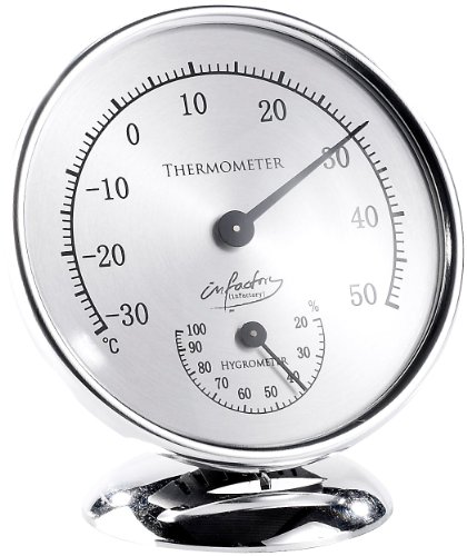 infactory Zimmerthermometer analog: Analoges Thermometer mit Hygrometer, 10 cm (Innenthermometer analog, Thermometer innen, Außenthermometer Fenster) von infactory