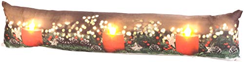 infactory Zugluftstop: Zugluftstopper-Deko-Kissen mit Kerzen-Motiv, 3 LEDs, 90 x 20 cm (Zugluftstopper Weihnachten, Zugluftstopper-Türstopper, Dichtung) von infactory