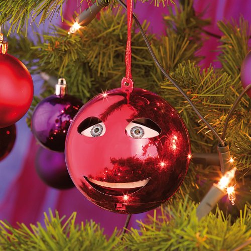 infactory lustige Weihnachtskugel: 2er-Set singende Weihnachtsbaumkugeln, Batteriebetrieb, je Ø 10 cm (Sprechende Weihnachtskugel, Rockende Weihnachtsdeko Kugel) von infactory