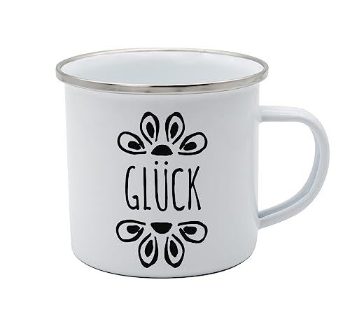Tasse Glück Emaille 350ml, Blau mit Metallischem Untergrund von infinite by GEDA LABELS (INFKH)