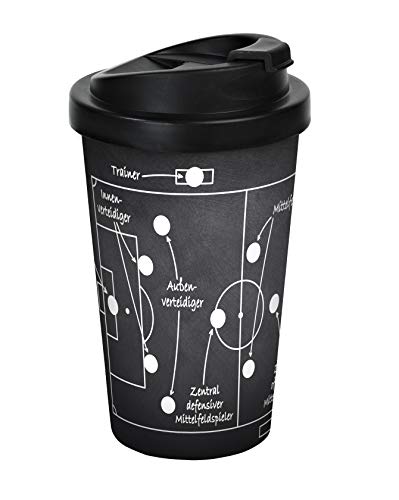 infinite by GEDA LABELS (INFKH) 12150 Fußball Spielererklärung Coffee to go Becher, Thermosbecher, Mehrwegbecher, PP, Schwarz von infinite by GEDA LABELS (INFKH)
