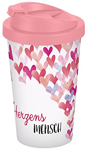 infinite by GEDA LABELS (INFKH) 15375 Coffee Herzensmensch Coffe to Go Becher, PP, 400 milliliters, Rosa von infinite by GEDA LABELS (INFKH)