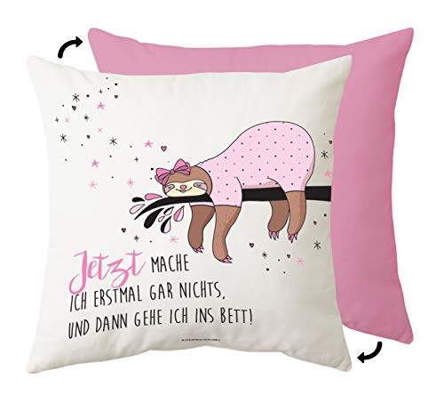 infinite by GEDA LABELS (INFKH) Faultier Daphne Bett Kissen, Kopfkissen, Kinderkopfkissen, Zierkissen, Weiß/rosa, 40x40cm von infinite by GEDA LABELS (INFKH)