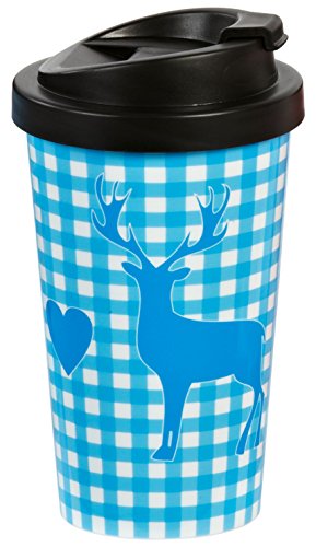 infinite by GEDA LABELS (INFKH) Hirsch kariert Coffee to go Becher, Kunststoff, Blau/weiß, 9 x 9 x 17 cm von infinite by GEDA LABELS (INFKH)