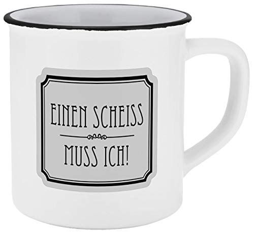 Tasse Einen Scheiss muss ich Emaille-Optik 400ml von infinite by GEDA LABELS