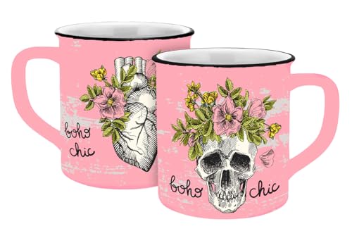 Tasse Skull bohochic Emaille-Optik 400ml von infinite by GEDA LABELS