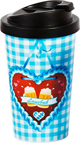 infinite by GEDA LABELS Coffee to go Lausbub Becher, Kunststoff, Blau/Weiß, 9 x 9 x 17 cm von infinite by GEDA LABELS