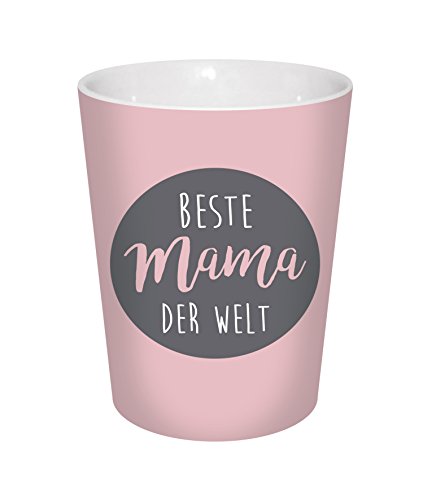 infinite by GEDA LABELS Beste Mama der Welt' Porzellanbecher V-Mug, Porzellan, rosa/grau, 8,5 x 8,5 x 10 cm von infinite by GEDA LABELS