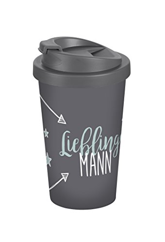 infinite by GEDA LABELS Lieblingsmann Coffee to go Becher, Kunststoff, Grau/blau, 9 x 9 x 16.5 cm von infinite by GEDA LABELS