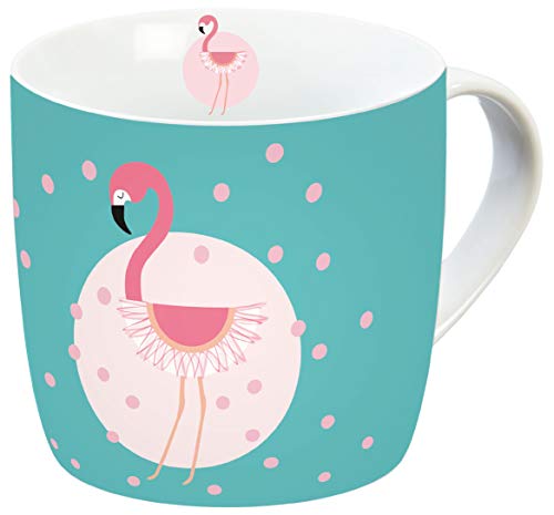 infinite by GEDA LABELS Tasse Flamingo Punkte Porzellantasse mit Henkel, Porzellan, türkis/rosa, 11,5 x 9,5 x 9 cm von infinite by GEDA LABELS