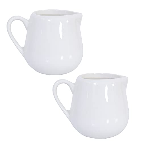 2 Pcs 50 ml/150 ml Milchkännchen Keramik weiß Küche Ausgießen Coffee Cream Sauce Cup mit Griff By +ing, weiß, S von +ing