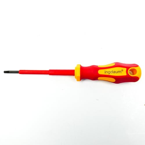 INGDAUM® VDE Torx Schraubendreher für Torx-Schrauben T8, T9, T10, T15, T20 oder T25, isoliert gegen 1000 V, für den professionellen Elektriker, Mechatroniker und Kältetechniker (T10) von ingdaum