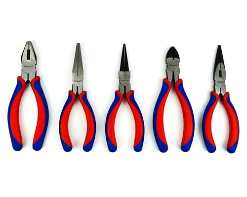 INGDAUM® Zangen Kombizange, Spitzzange, Seitenschneider, Flachzange, Rundzange, Wasserpumpenzange (5er Set mit Kombizange, Spitzzange, Seitenschneider, Flachzange, Rundzange 6") von ingdaum