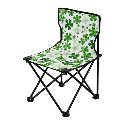 innewgogo Green Shamrocks Stpatrick Campingstuhl für Damen und Herren, faltbar, leicht, ergonomisch, für Picknick, Camping, Reisen, Weiß von innewgogo