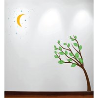 Große Mauer Baum Kinderzimmer Aufkleber Mond Sternen Nacht Himmel 1138 | 7 Meter Hoch-Baum von innovativestencils