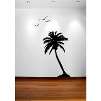 Palme Kokosnuss-Baum-Wand-Aufkleber Mit Möwe Vögel 1107 | 9 Fuß Hoch von innovativestencils