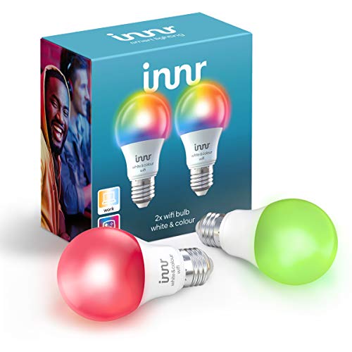 Innr E27 Smart WiFi Bulb White & Color, Kompatibel mit Alexa & Hey Google, WLAN (kein Smart Hub erforderlich), Dimmbar, 16 Million Farben, alle Weißtöne, RGBW Wi-Fi Smart Bulb, 2-Pack, WRB 785 C-2 von innr