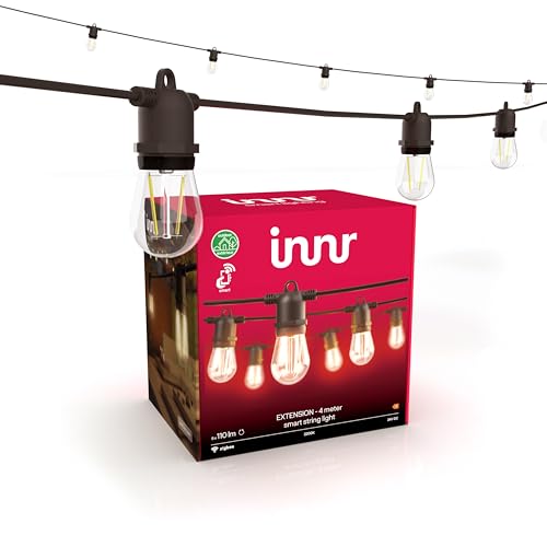 innr Smart LED Lichterketten außen Erweiterung 4m, Warmweiß, 8 Smart Glühbirnen Balkon, IP65 wasserdicht, dimmbar (OLS 210 Basisset benötigt) von innr