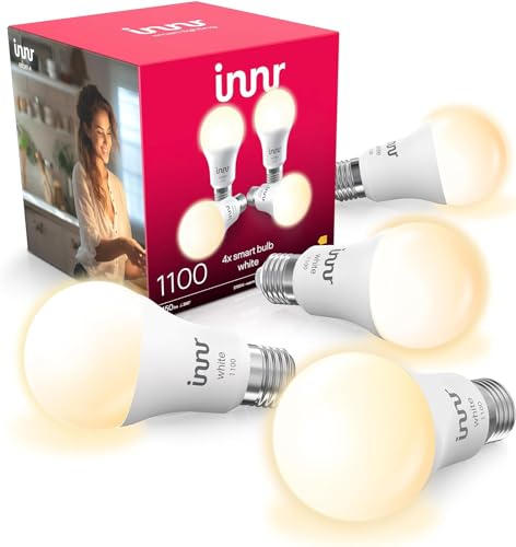 innr Zigbee E27 LED Warmweiss Dimmbar, Smart Lampe, Funktioniert mit Philips Hue*, Amazon Echo (4th Gen) und SmartThings, 1150 Lumen, 4-Pack von innr