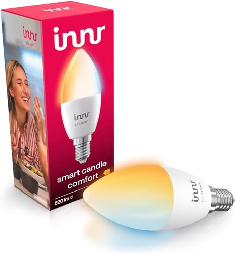 innr Zigbee E14 LED Kerze, White Ambiance, funktioniert mit Alexa, Hue*, Hey Google (Bridge erforderlich) E14 LED warmweiss, Abstimmbares weißes Licht, 470lm, Dimmable (2000K - 6500K), 1-Pack von innr