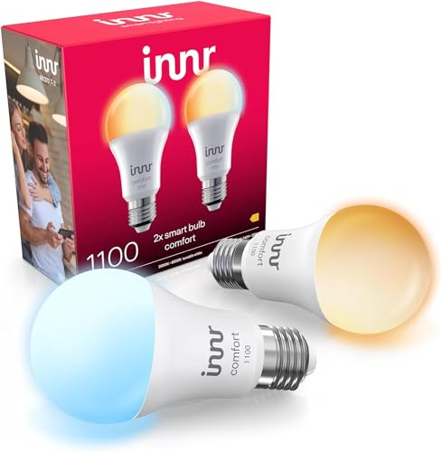 innr Zigbee E27 LED Warm- bis kaltweiß, Dimmbar, Smart Lampe, Funktioniert mit Hue*, Amazon Echo (4th Gen) und SmartThings, 1190 Lumen, Ambiance, 2-Pack von innr