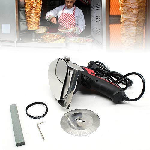 Dönnerschneider 80W Edelstahl Kebabmesser Dönermesser Schnittstärke1-8mm Elektrisches Kebabschneider für Effizientes und Einfaches Schneiden von Fleisch, Handgehaltenes Grillmesser, Schwarz Rot von innytund