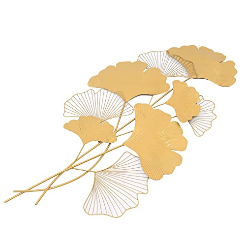 Wanddekoration Gingko Wanddeko Metall 3D Wandbild 110x55 cm Wanddeko Blätter Wandverzierung Wandskulpturen, Hintergrund Wand Wohnzimmer Dekoration für Wohnzimmer, Schlafzimmer, Büro und Hotel von innytund