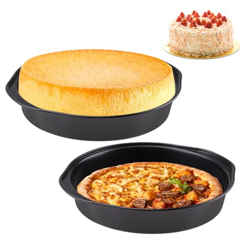 Inodiref 2 Stück Rund Backform Langlebig Kuchenform mit Antihaftbeschichtung, Pizzablech Rund Tortenform Leicht zu Reinigen und zu Entformen für Kuchen Pizza Brownies Torten Lasagne(20cm) von inodiref