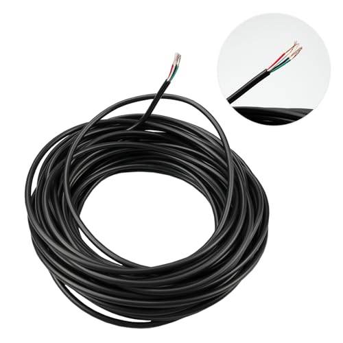 inodiref 10 Meter 28AWG Elektrokabel Schwarz PVC Leitung 4 Adrig Kupferkern Elektrischer Draht Gesamtaußendurchmesser 3MM zum Anschluss von Kabeln Beleuchtungsanlagen oder Signalwarnanlagen von inodiref