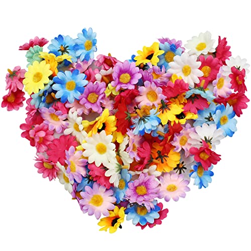 inodiref 100 Stücke Künstliche Blütenköpfe Künstliche Sonnenblume Köpfe Bunt Mini Künstliche Seidenblumen Köpfe Deko für Hochzeit Feste Partei DIY Girlande Kopfschmuck Basteln von inodiref