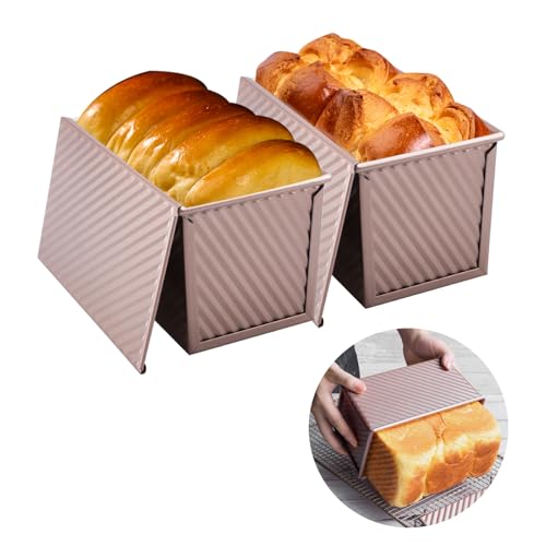 inodiref 2 Stück Brotbackform mit Deckel Antihaft Toastbrot Backform Kastenform mit Deckel mit Belüftungslöchern Toast Backform 450g(lb) Teig für Toast Brote Gebäck Kuchen von inodiref