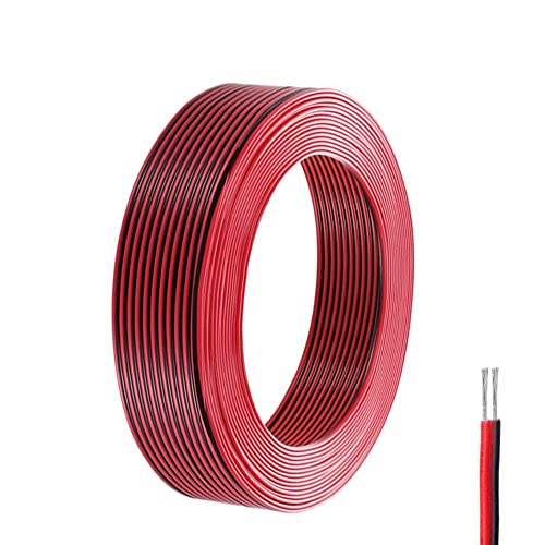inodiref 20M 22AWG Kabel 2-adrig Rot-Schwarz Verzinnte Kupferleiter - Extrem Flexibles Verlängerungskabel für LED-Strip Beleuchtung, Audioanlagen, Lautsprecher von inodiref