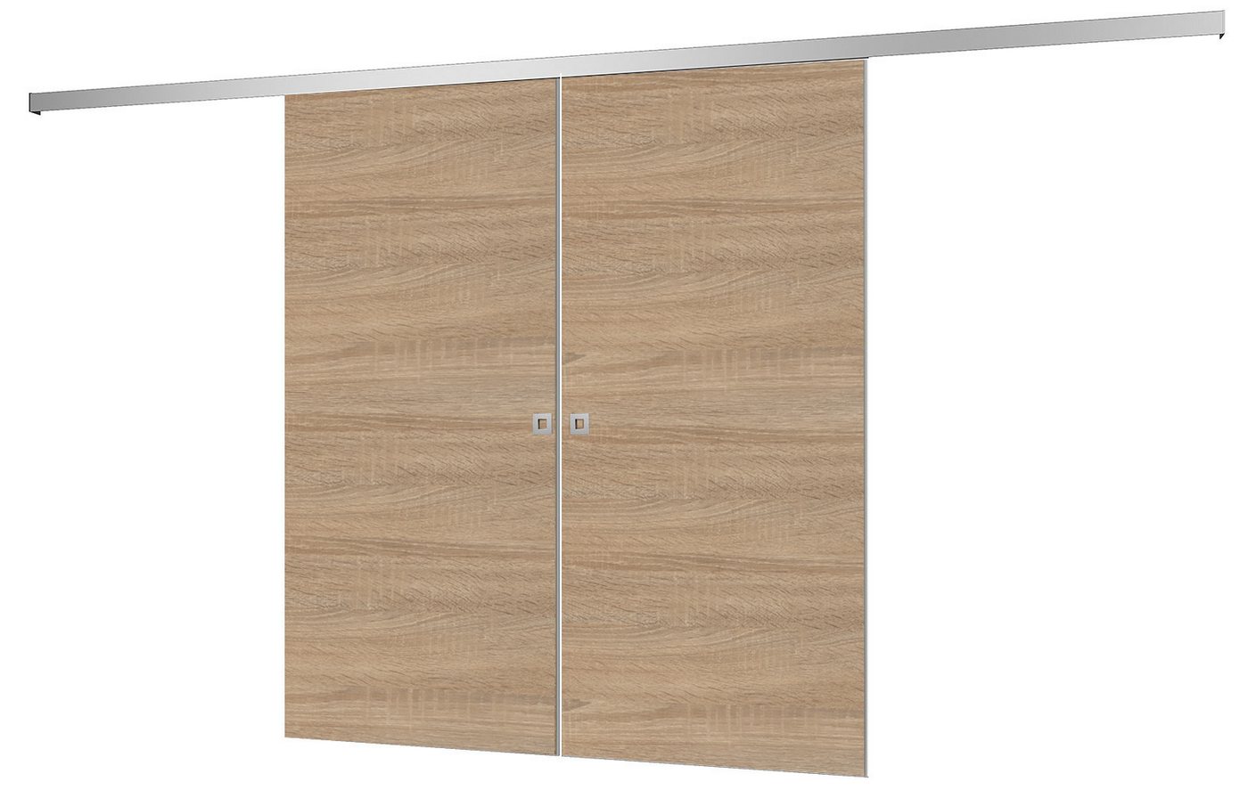 inova wohnen Doppelschiebetür Holzschiebetür Wildeiche, Größenauswahl (Komplett Set, inkl. Schienensystem und Griff), Softclose-Funktion wählbar von inova wohnen