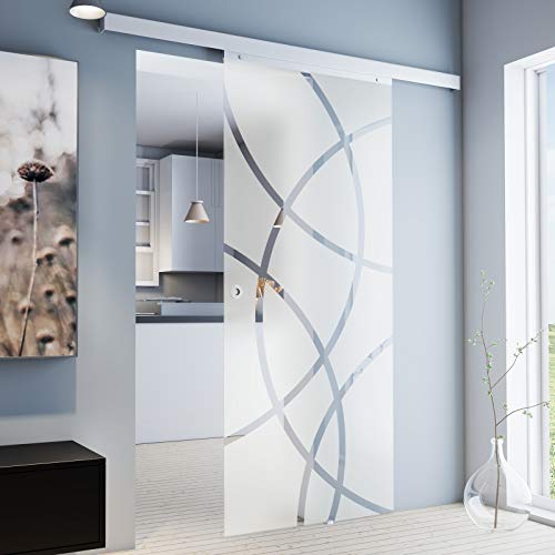 inova Glas-Schiebetür Komplettset 755 x 2035 mm Kreis Design 8 mm ESG Alu Lauf-schiene mit Griffmuschel + beidseitiger Softclose inova Glas-Schiebetür Komplettset 755 x 2035 mm Kreis Design 8 mm ESG Alu Lauf-schiene mit Griffmuschel + beidseitiger Softclose von inova
