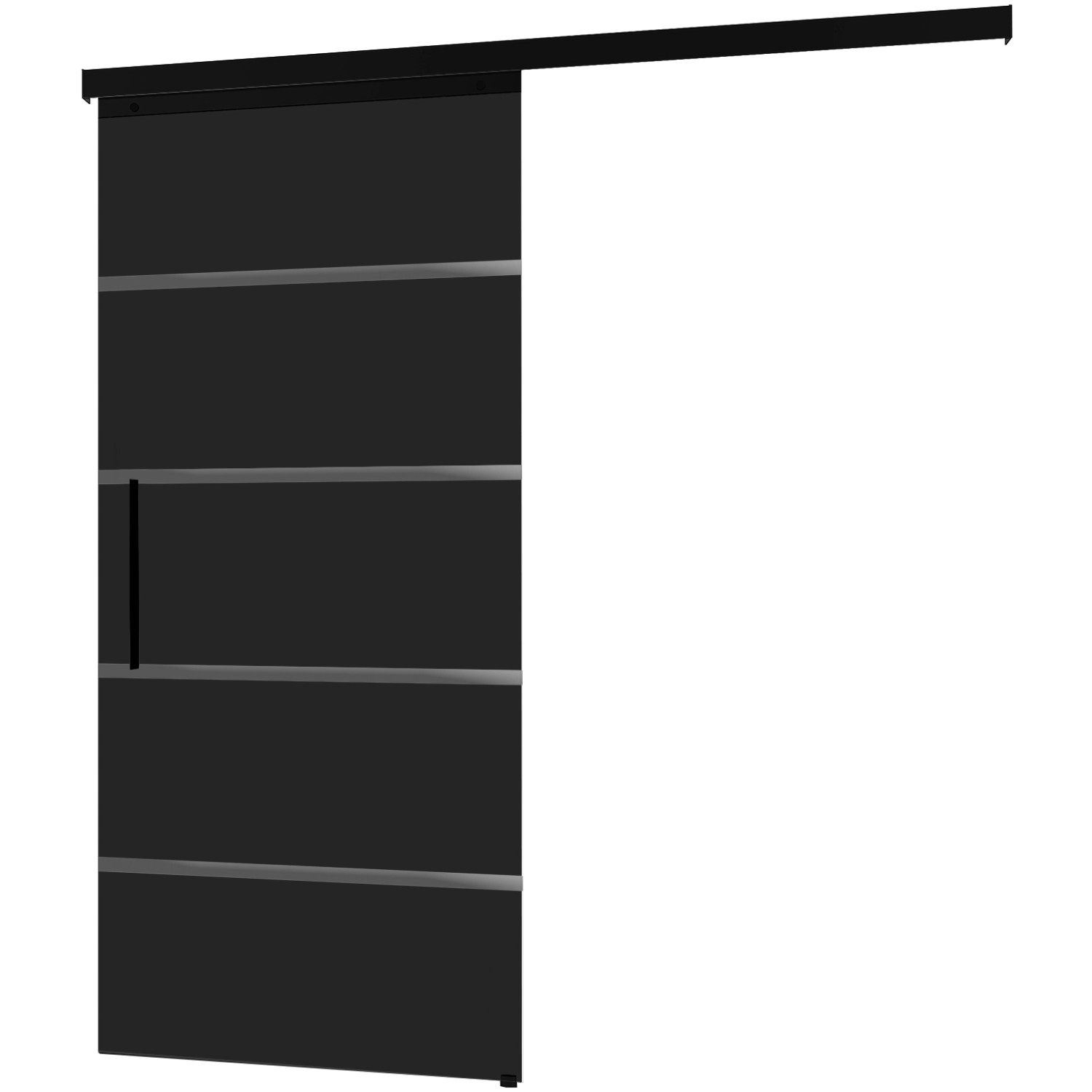 inova Glasschiebetür Schwarz Blockstreifen 900 x 2035 mm Komplettset mit Stabgriff inkl. 2Seitiger Softclose von inova