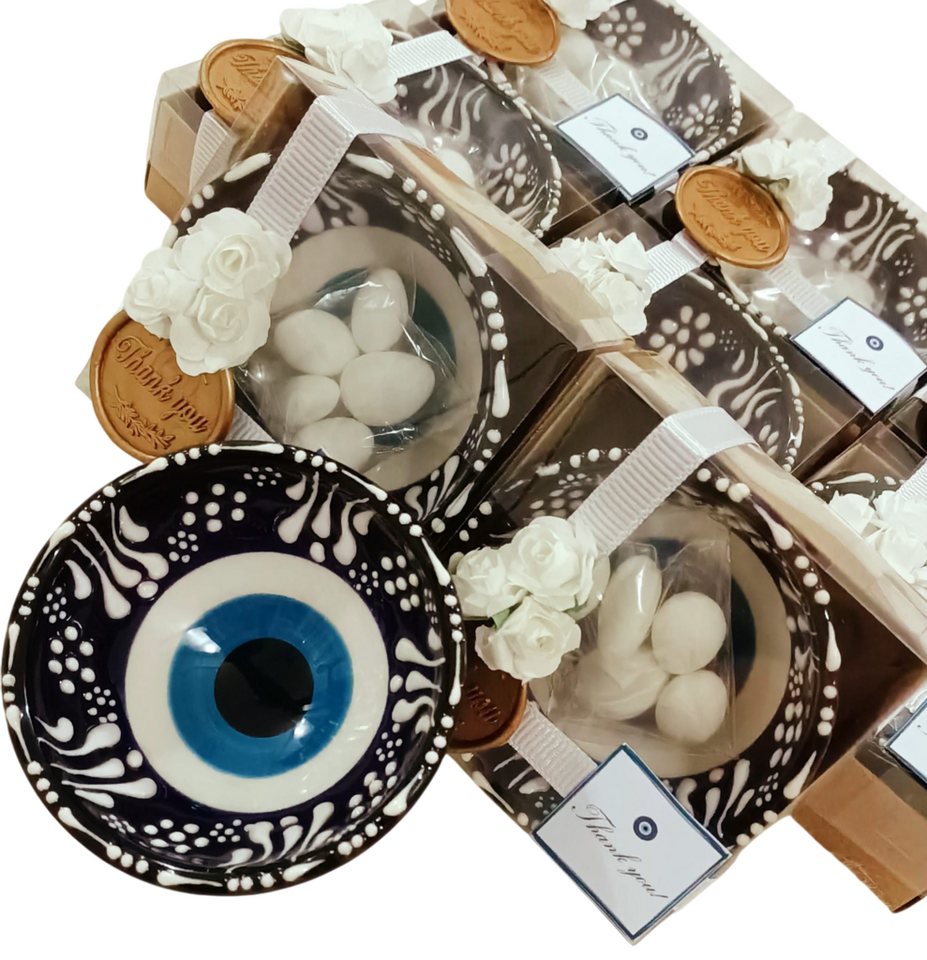 inovesis Dekoschale Nazar Keramikschalen in Geschenken Box für Hochzeitsgäste (12 Set, 24 St., (11 Set + 1 für Geschenk), Kostenloser Expressversand mit Versicherung von inovesis