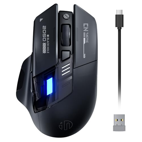 inphic A9 V2 Explorer Bluetooth Maus, Tri-Modus Bluetooth/Type-C Kabel/ 2.4G Maus kabellos wiederaufladbar, 12800 DPI, RGB-Leuchten, Sichtbare Akku-Anzeige, Funkmaus für Laptop/PC/Computer/Gaming inphic A9 V2 Explorer Bluetooth Maus, Tri-Modus Bluetooth/Type-C Kabel/ 2.4G Maus kabellos wiederaufladbar, 12800 DPI, RGB-Leuchten, Sichtbare Akku-Anzeige, Funkmaus für Laptop/PC/Computer/Gaming von inphic